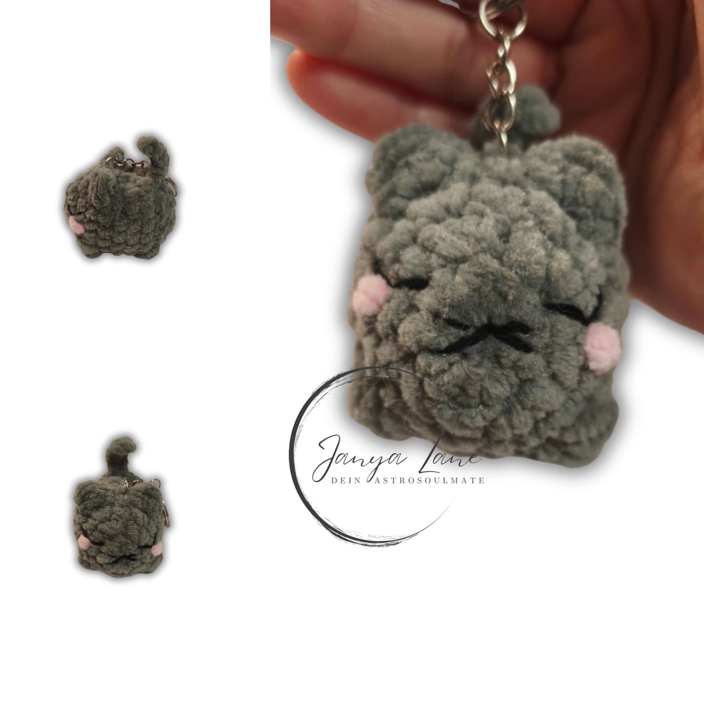 🩶 Schlüsselanhänger Tofu | die kleine schmusige Katze mit Zen-Energie 🐾 | Farbe grau
