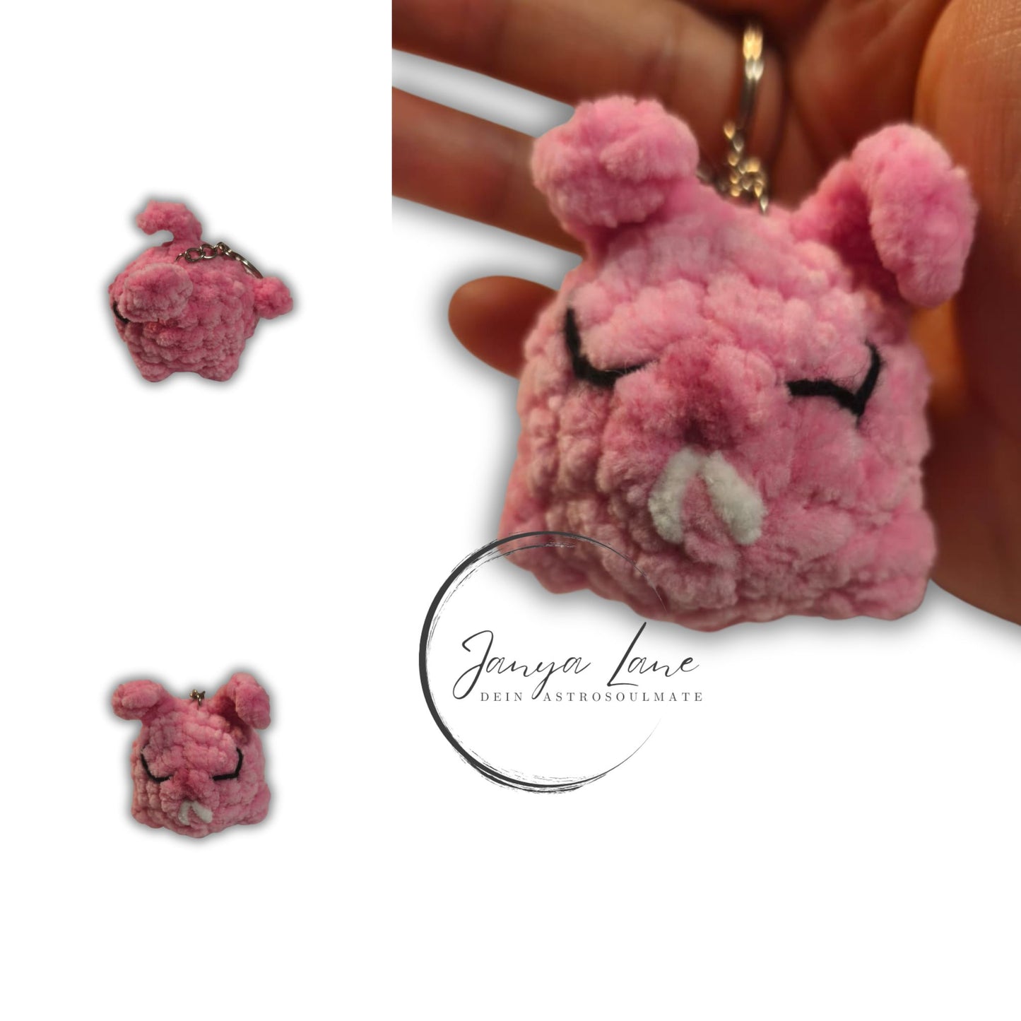 🩶 Schlüsselanhänger Peanut | der kleine Hase mit der geheimen Lakritz Leidenschaft 🐰| Farbe rosa