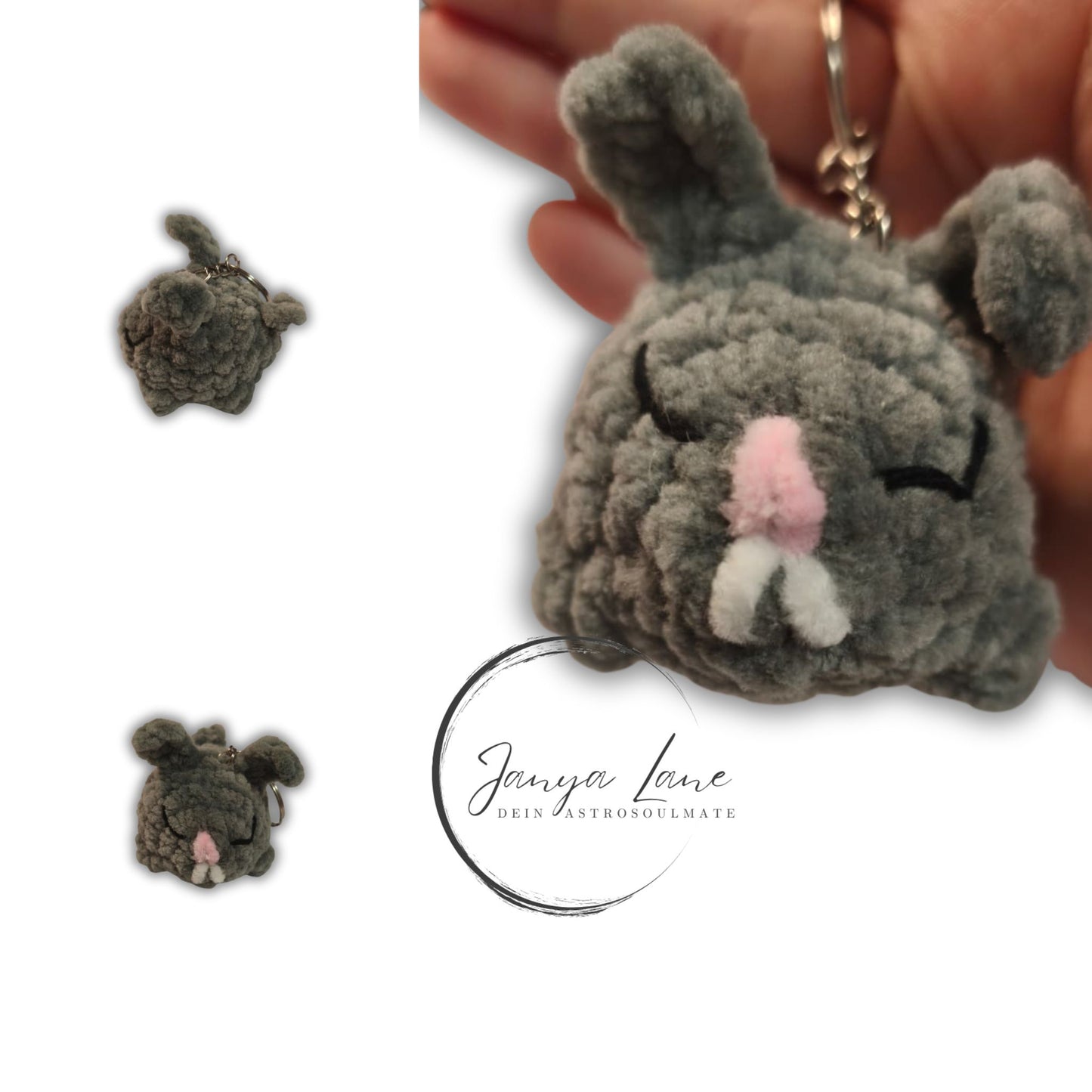 🩶 Schlüsselanhänger Peanut | der kleine Hase mit der geheimen Lakritz Leidenschaft 🐰| Farbe dunkelgrau