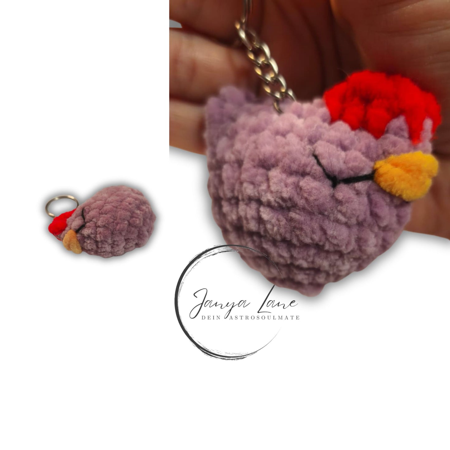 🩶 Schlüsselanhänger Agate | das kleine Huhn mit großem Herzen 🐔 Farbe lavendel