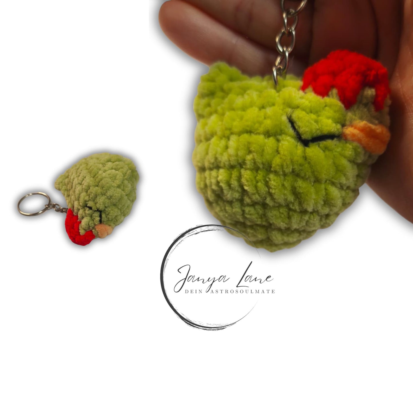 🩶 Schlüsselanhänger Agate | das kleine Huhn mit großem Herzen 🐔 Farbe matcha latte