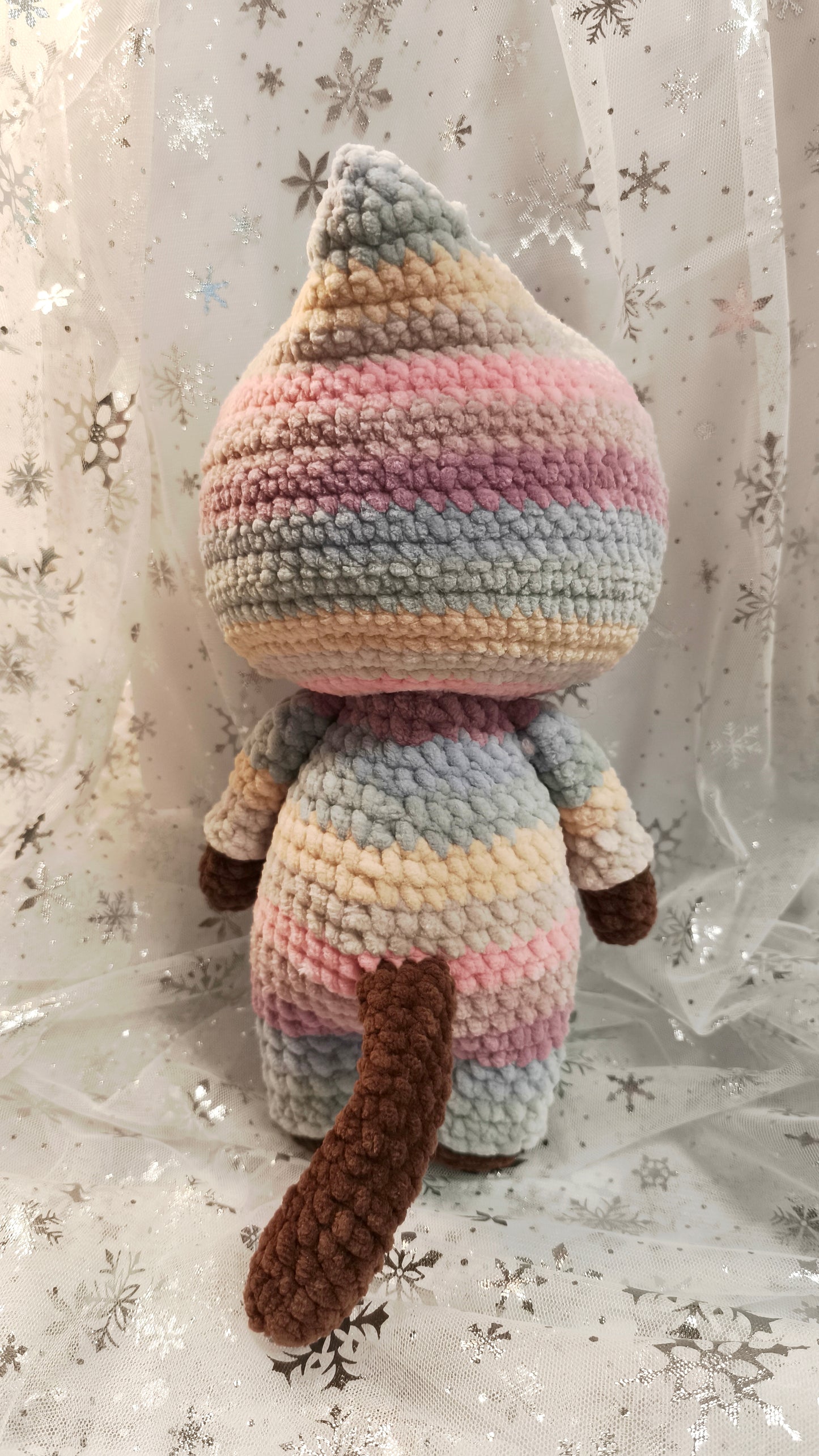 🐱 Onesie Cat „Niamh“ Pastell Regenbogen | Braun (30 cm)