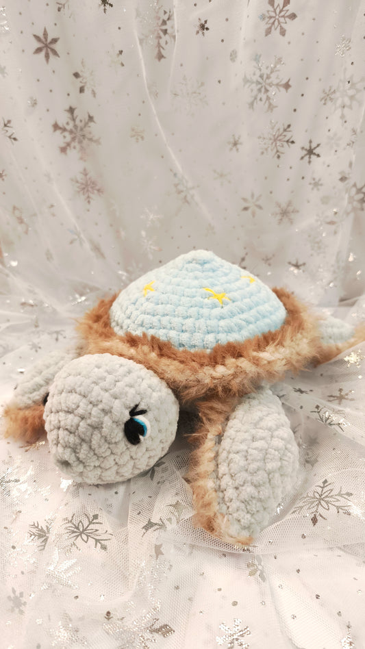 ❄️🐢 Winter Moon & Stars Schildkröte „Eirlys“ | Hellblau
