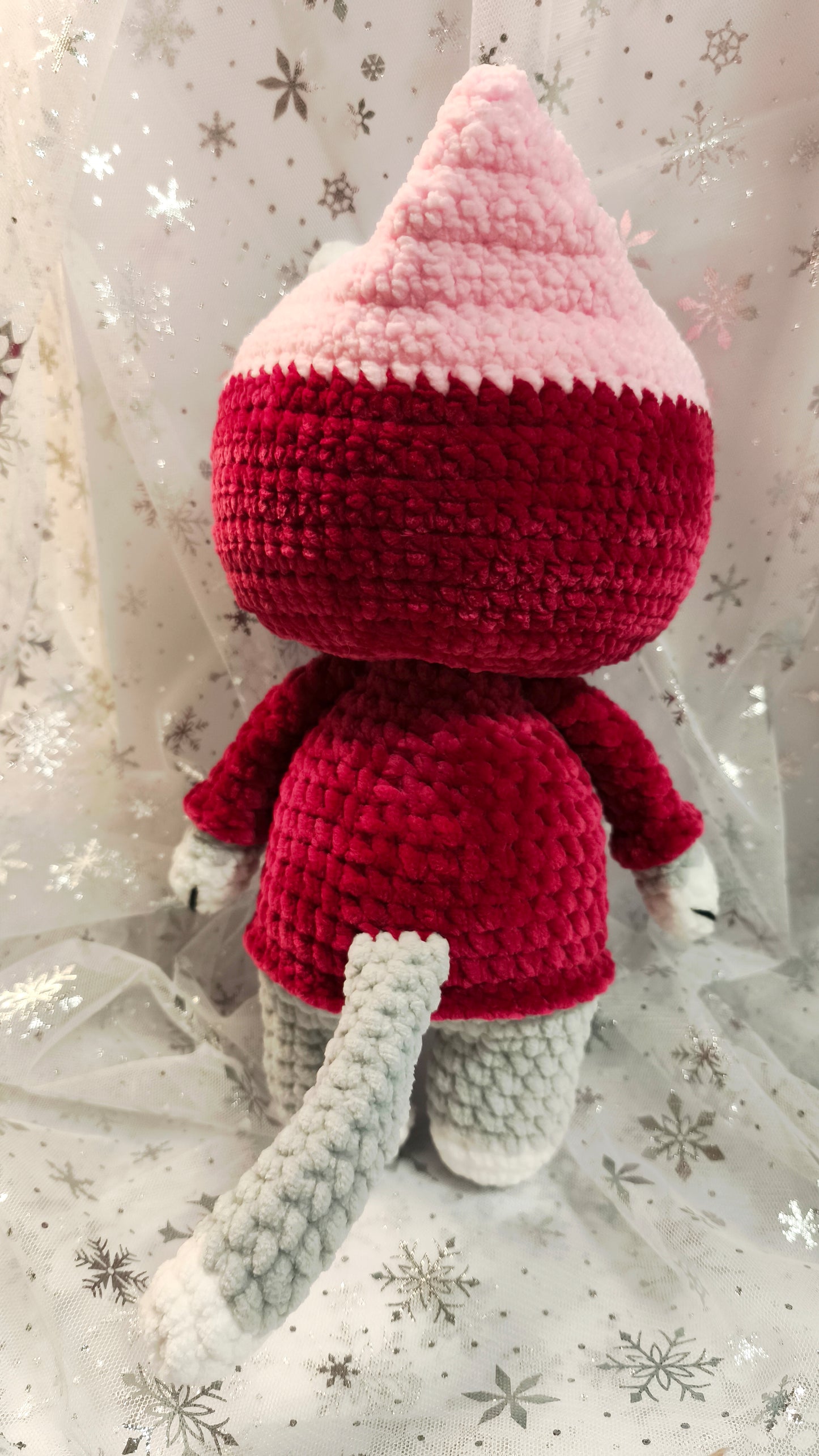 🐱 Hoodie Cat „Aislinn“ in Beere | Rosa | Grau (30 cm)