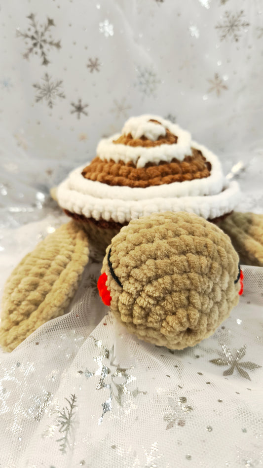 🐢 Zimtschnecken-Schildkröte „Milís“ | Olivbraun | Cozy Winter Edition