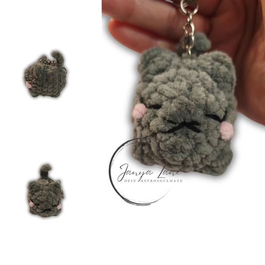 🩶 Schlüsselanhänger Tofu | die kleine schmusige Katze mit Zen-Energie 🐾 | Farbe grau