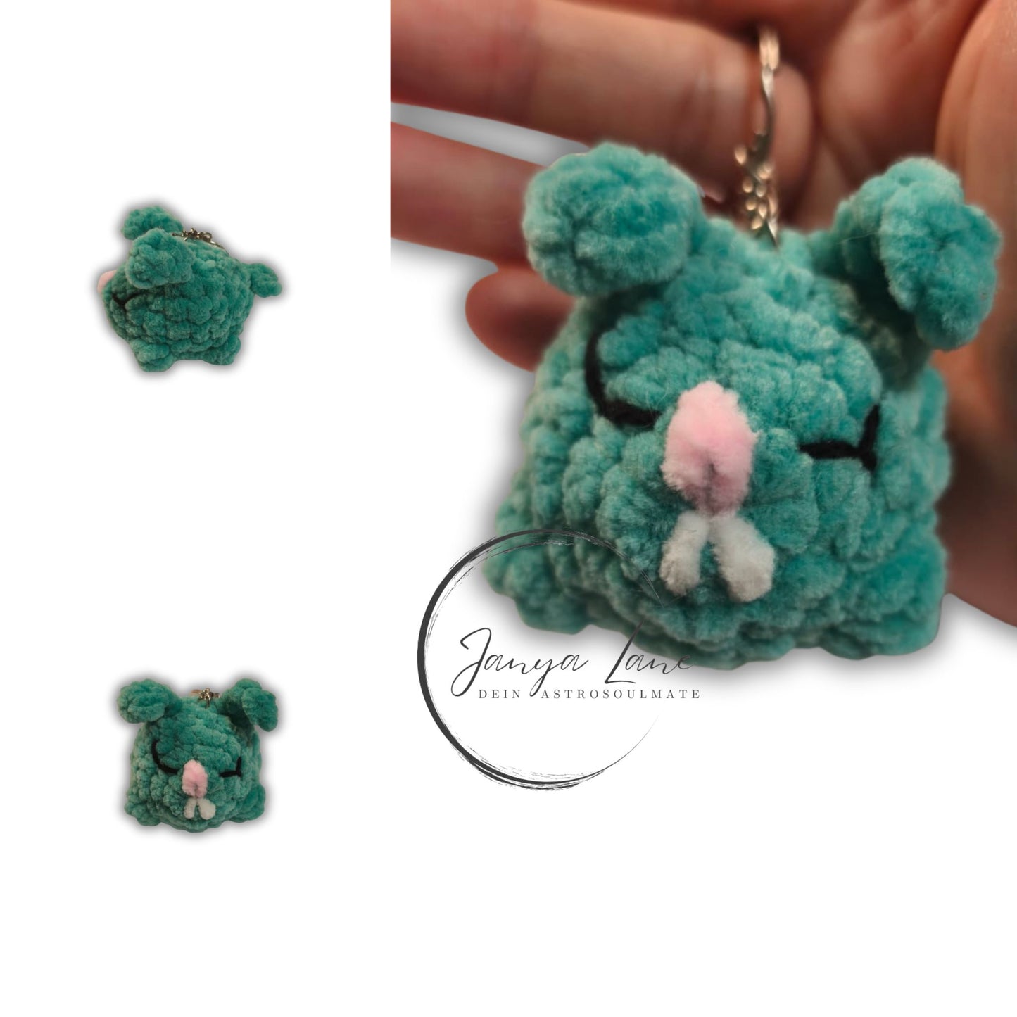 🩶 Schlüsselanhänger Peanut | der kleine Hase mit der geheimen Lakritz Leidenschaft 🐰| Farbe aquamarine