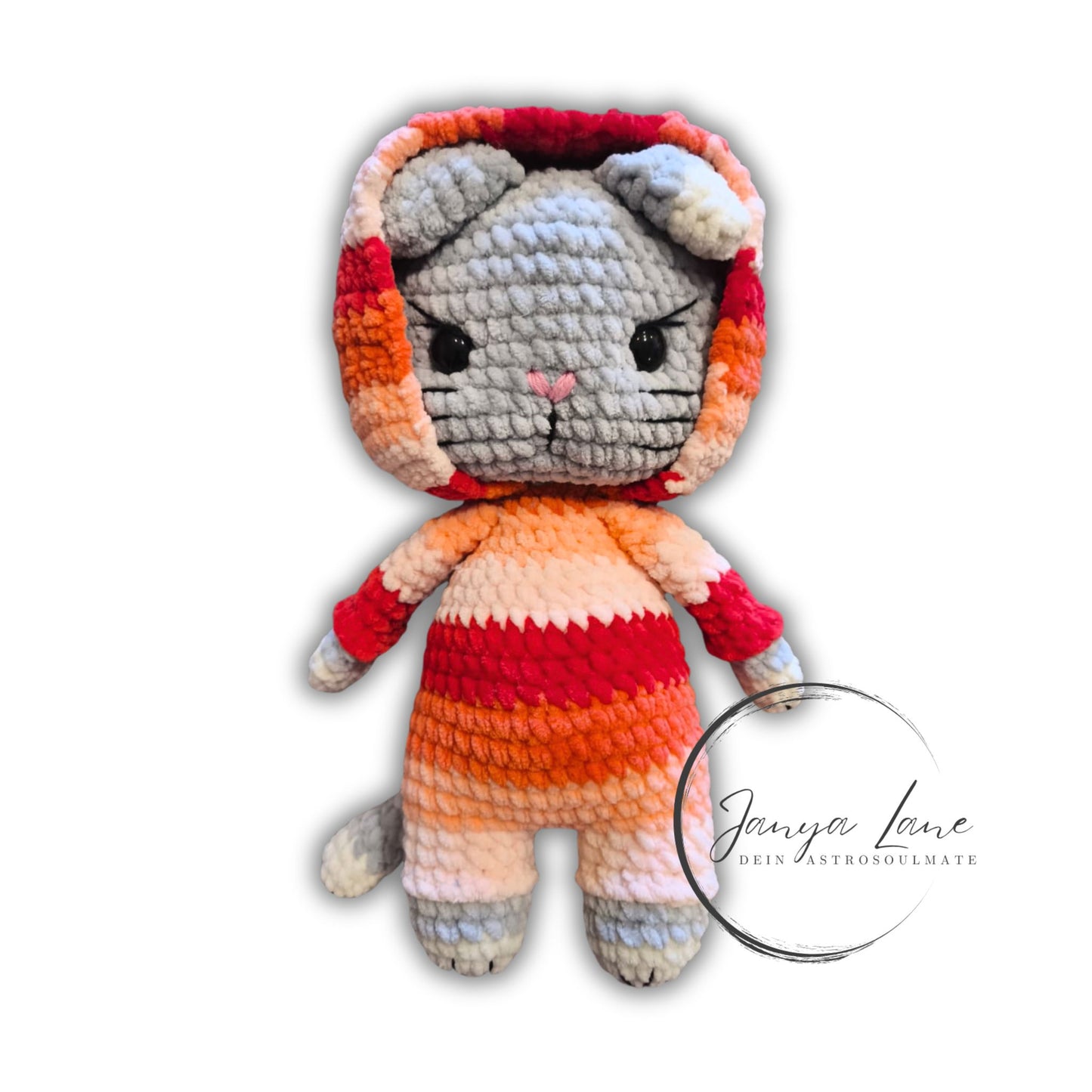 🐱 Onesie Cat „Ailis“ Orange | Rot | Grau (30 cm)