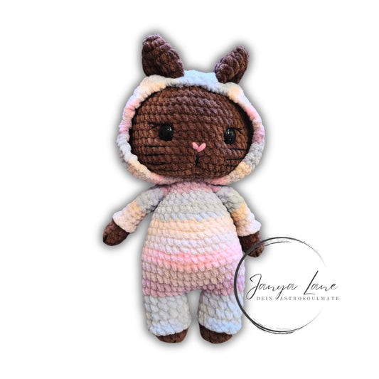 🐱 Onesie Cat „Niamh“ Pastell Regenbogen | Braun (30 cm)