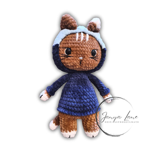 🐱 Hoodie Cat „Maeve“ BlueBerry | Lightblue | Braun (30 cm)