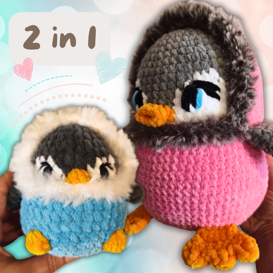 2 in 1 Häkelanleitung Amigurumi Frosty Fintan Winterpinguin 2 Größen (PDF) | AstroSoulMates Häkelwelt Sofortdownload | Standart