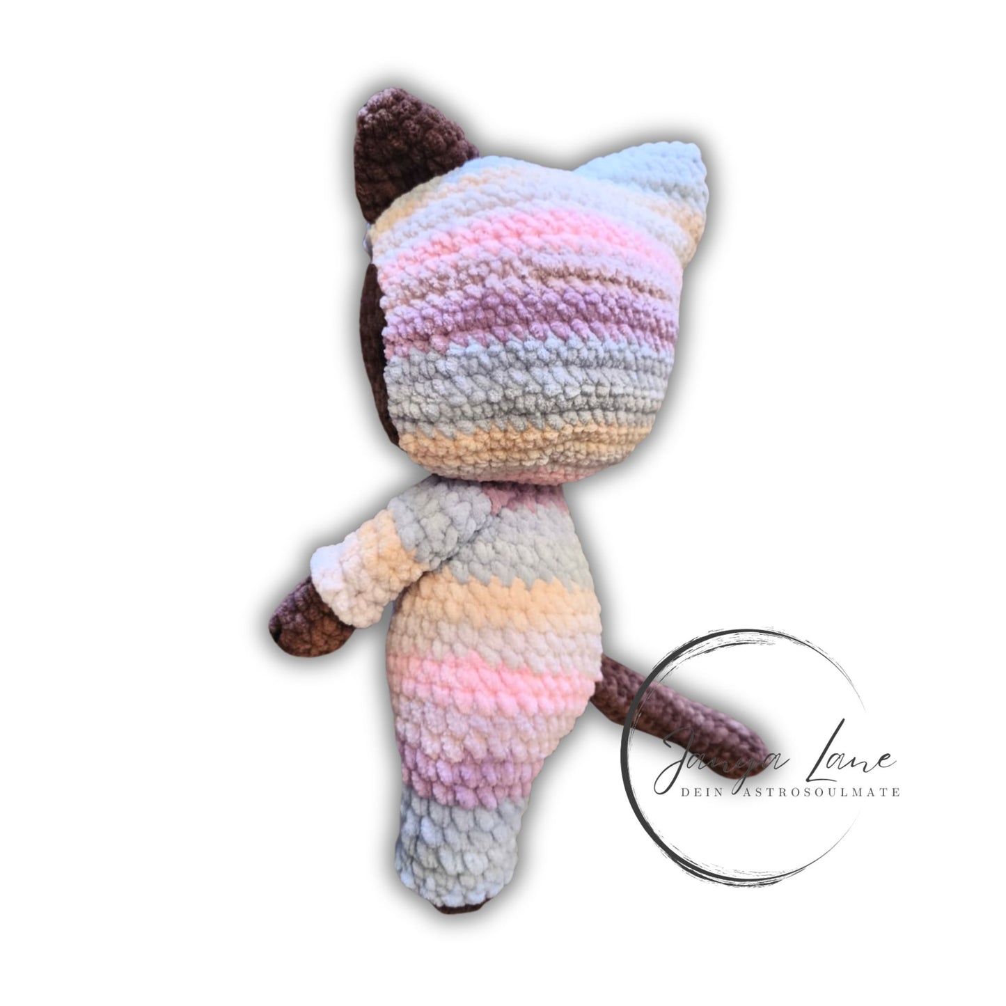 🐱 Onesie Cat „Niamh“ Pastell Regenbogen | Braun (30 cm)