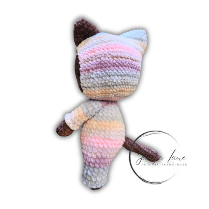 🐱 Onesie Cat „Niamh“ Pastell Regenbogen | Braun (30 cm)