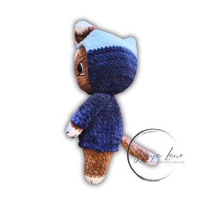🐱 Hoodie Cat „Maeve“ BlueBerry | Lightblue | Braun (30 cm)
