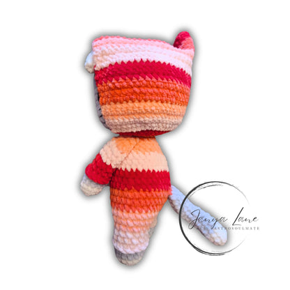 🐱 Onesie Cat „Ailis“ Orange | Rot | Grau (30 cm)