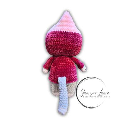 🐱 Hoodie Cat „Aislinn“ in Beere | Rosa | Grau (30 cm)