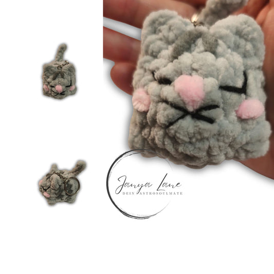 🩶 Schlüsselanhänger Muffin | die freche Kuschelkatze mit Streifen und Seele 🐾 |Farbe grau