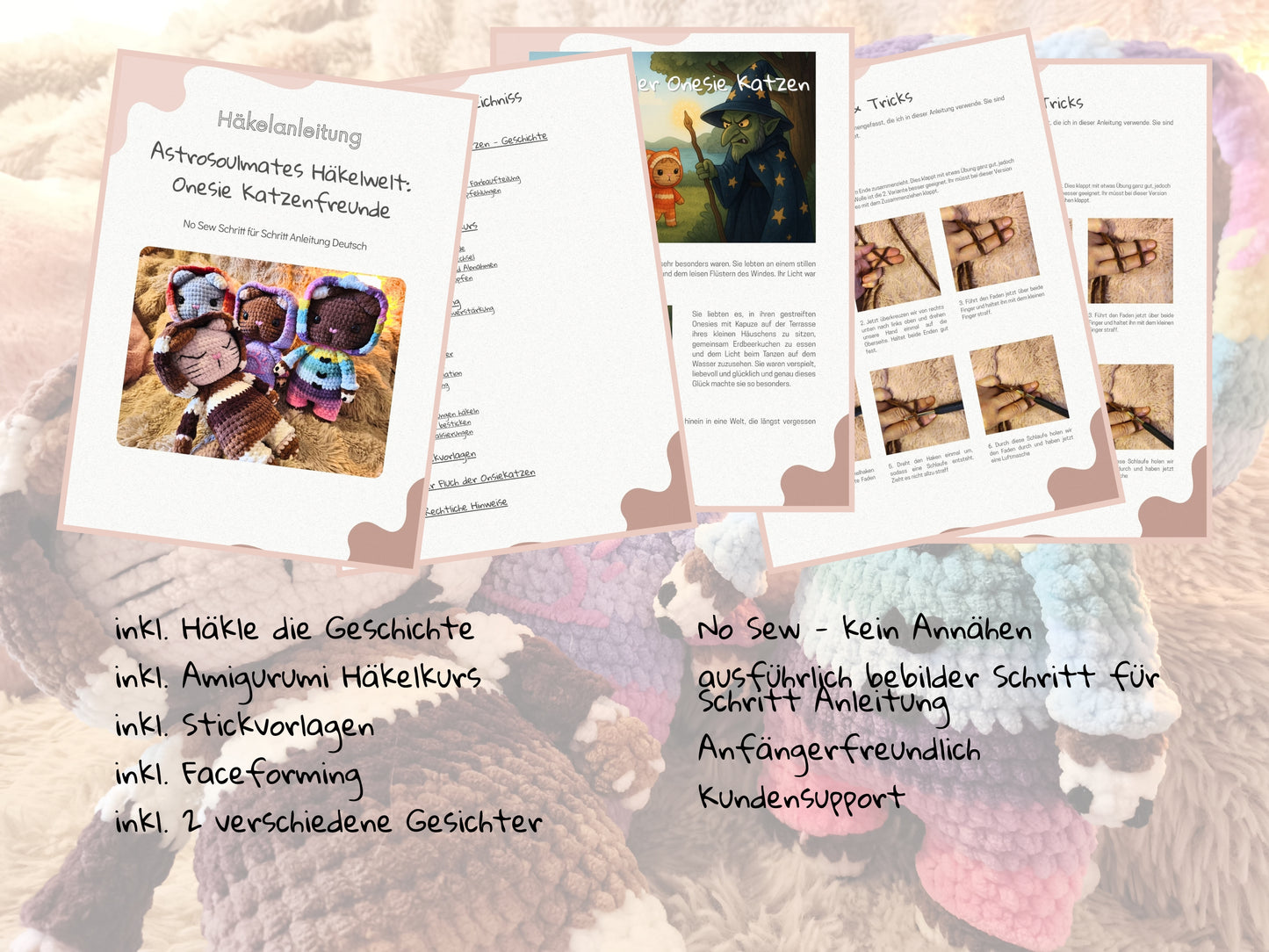 Häkelanleitung Amigurumi Onesie Katzenfreunde (PDF) | AstroSoulMates Häkelwelt Sofortdownload | Standart