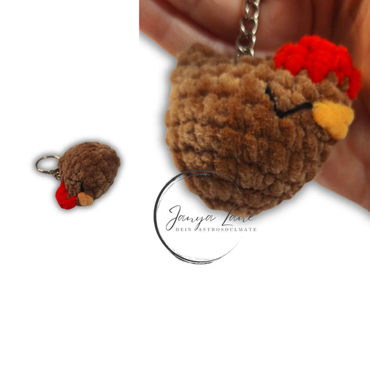 🩶 Schlüsselanhänger Agate | das kleine Huhn mit großem Herzen 🐔 Farbe braun