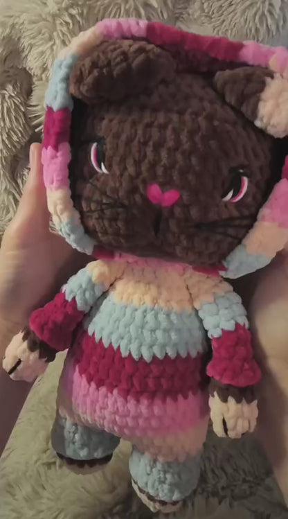 🐱 Onesie Cat „Branna“ Beere | Lila | Rosa (30 cm)