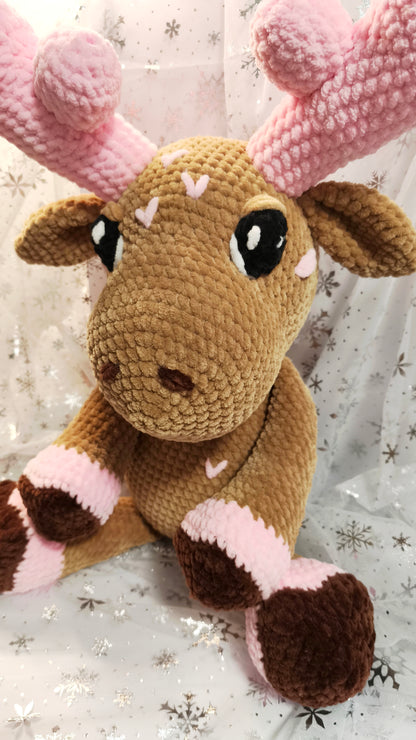 🦌 Amigurumi Elch „Rian“ in | Rosa-Karamell | Cozy Winter Edition