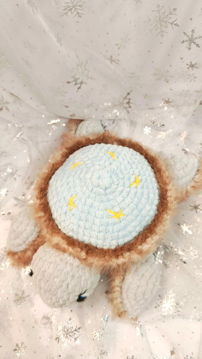 ❄️🐢 Winter Moon & Stars Schildkröte „Eirlys“ | Hellblau