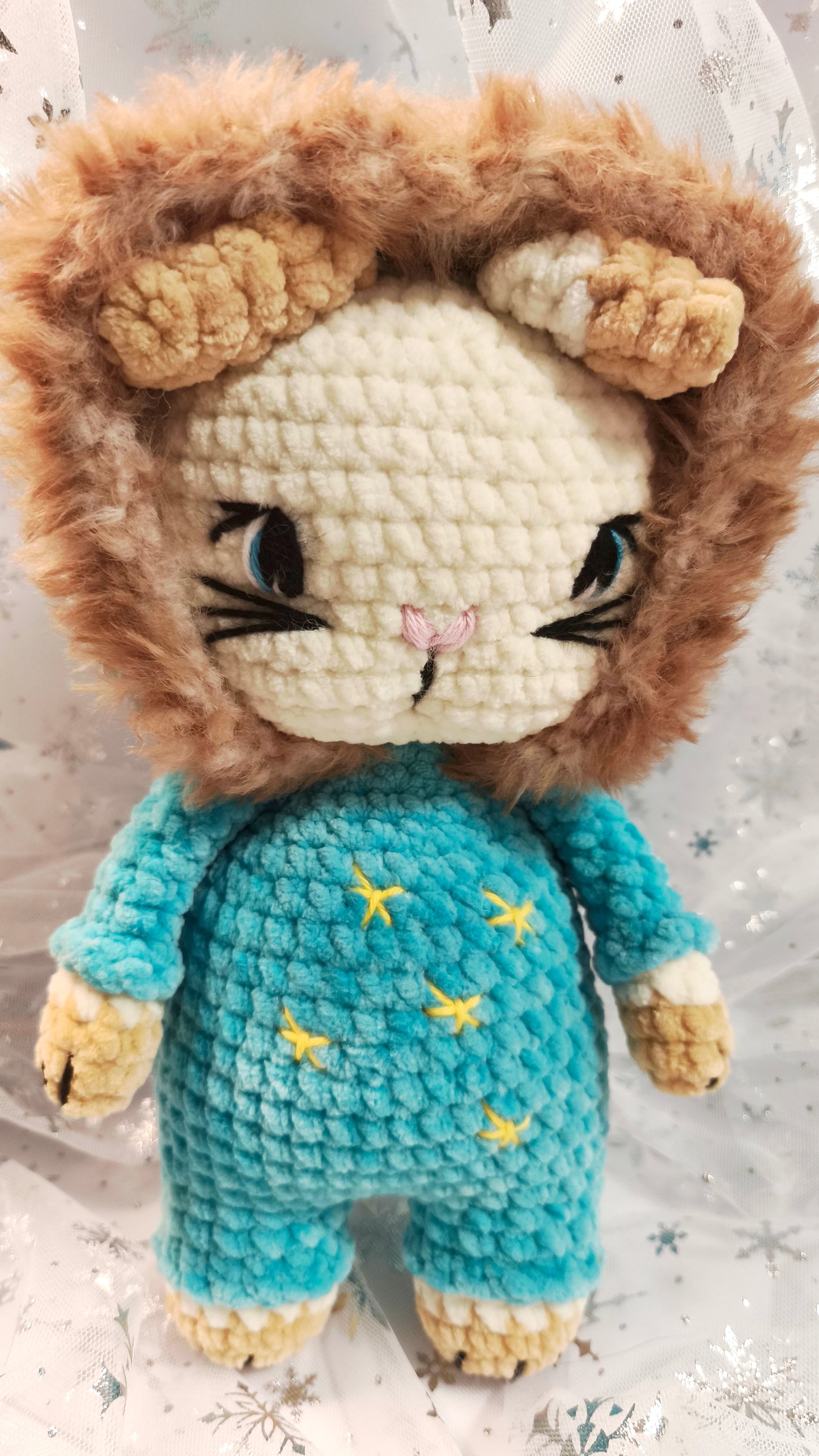 🐱 Onesie Cat „Aster“ aus der Winter Moon and Stars Collection in Winterblau | ca 30 cm