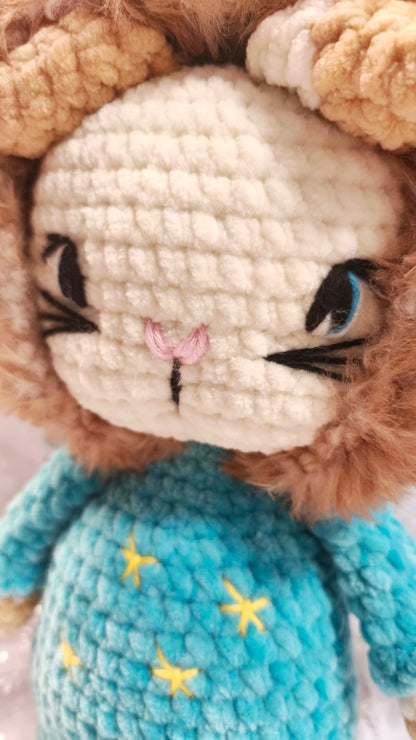 🐱 Onesie Cat „Aster“ aus der Winter Moon and Stars Collection in Winterblau | ca 30 cm