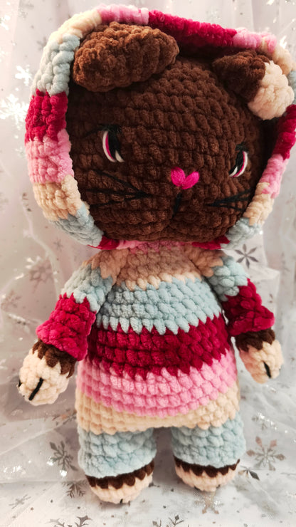 🐱 Onesie Cat „Branna“ Beere | Lila | Rosa (30 cm)