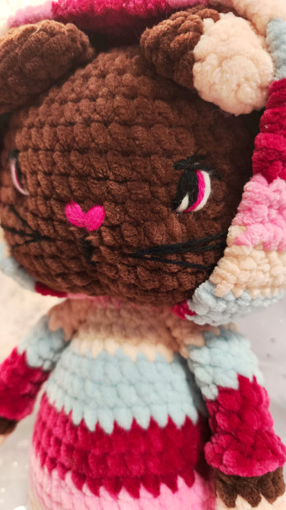 🐱 Onesie Cat „Branna“ Beere | Lila | Rosa (30 cm)