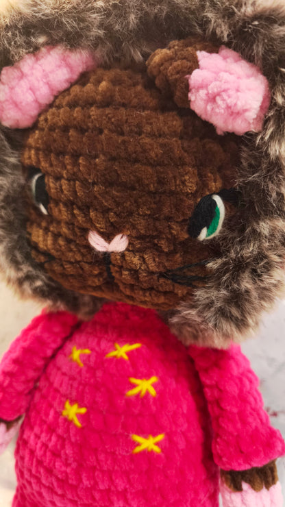 🐱 Onesie Cat „Fia“ aus der Winter Moon and Stars Collection in Pink | ca 30 cm