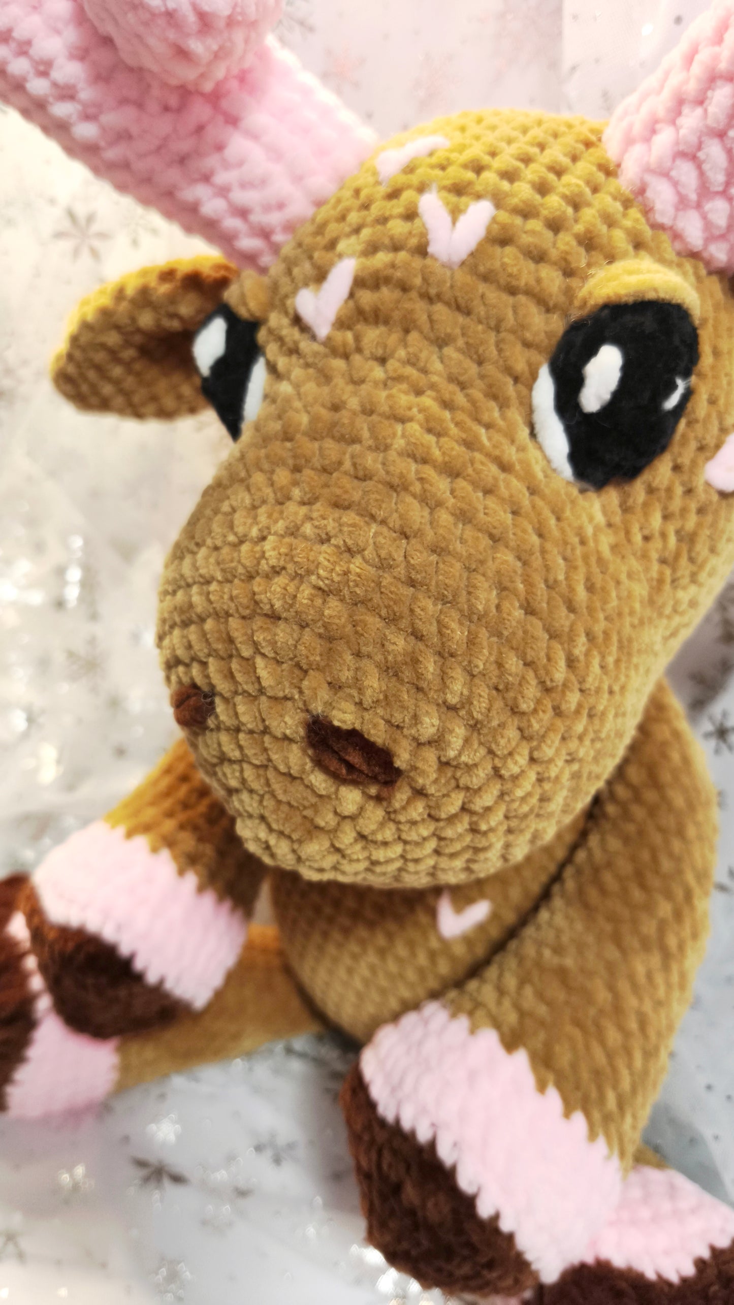 🦌 Amigurumi Elch „Rian“ in | Rosa-Karamell | Cozy Winter Edition