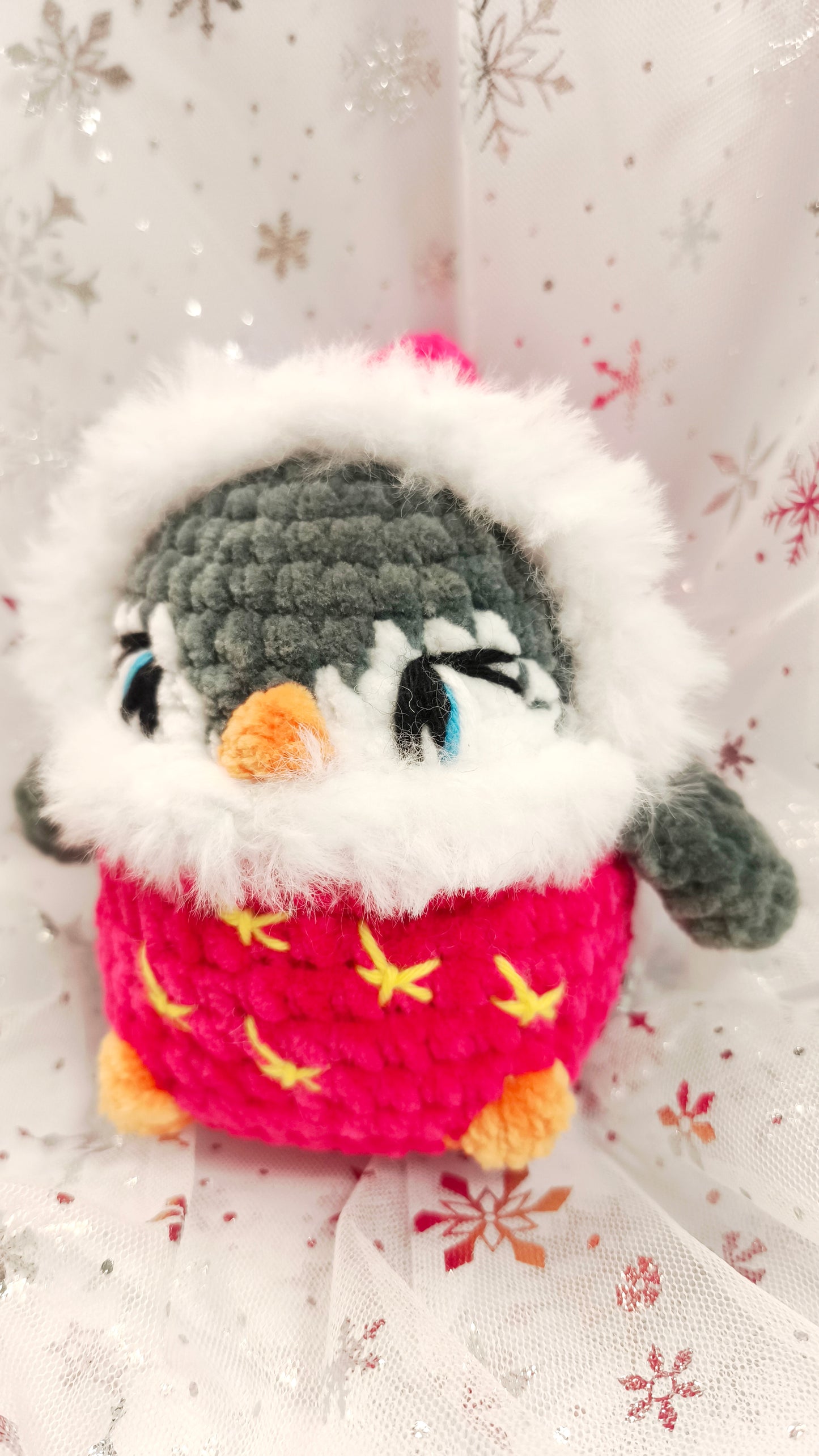 🐧 Frosty Fintan| Winter Moon & Stars Collection | Pink