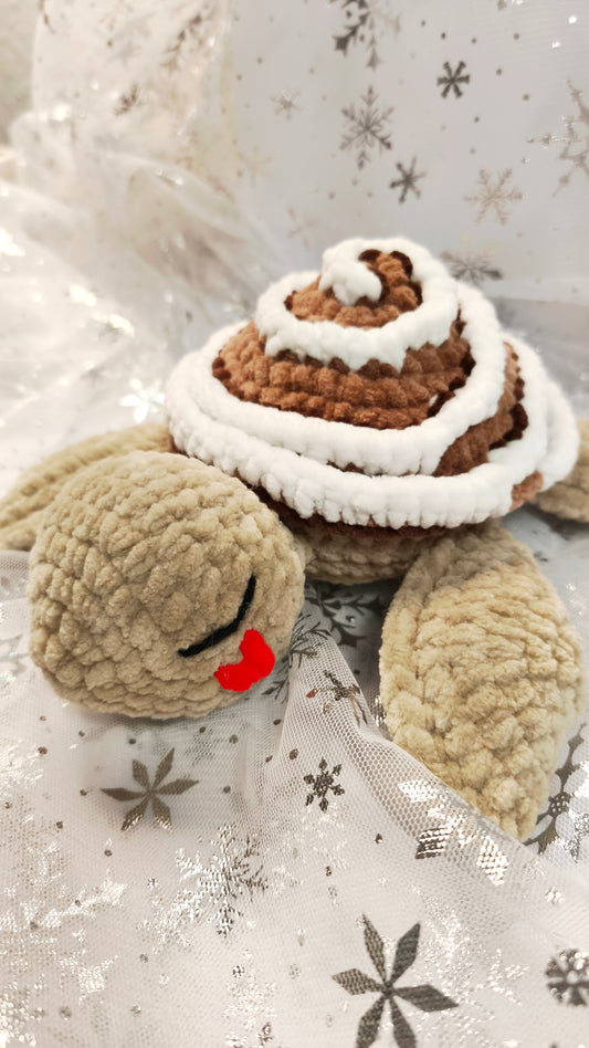 🐢 Zimtschnecken-Schildkröte „Milís“ | Olivbraun | Cozy Winter Edition