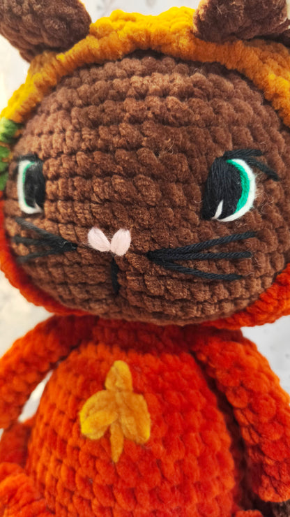 🐱 Hoodie Cat „Mairéad“ im Hoodie Dress in Rost | Gold | Kastanie (30 cm)