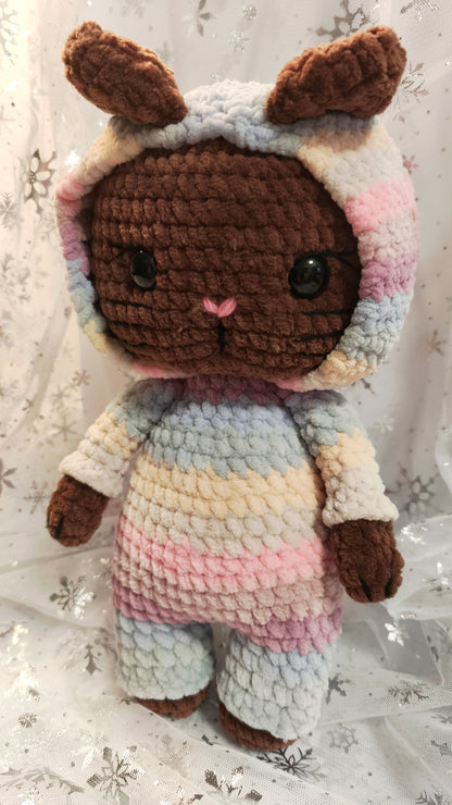 🐱 Onesie Cat „Niamh“ Pastell Regenbogen | Braun (30 cm)