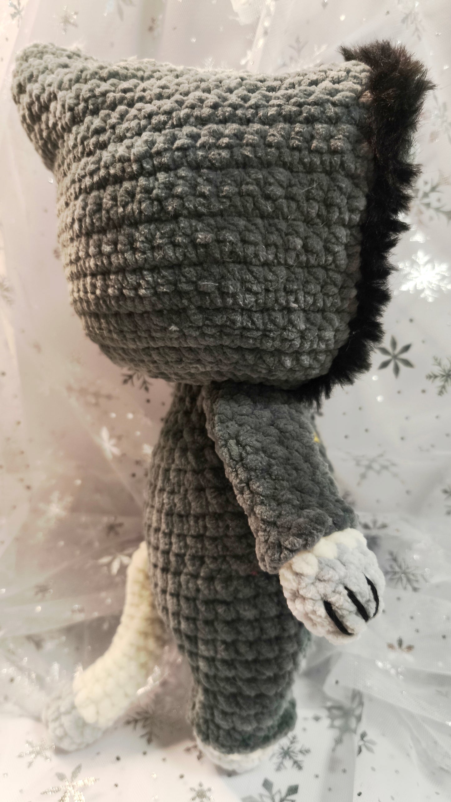 🐱 Onesie Cat „Odrán“ aus der Winter Moon and Stars Collection in Dunkelgrau | ca 30 cm