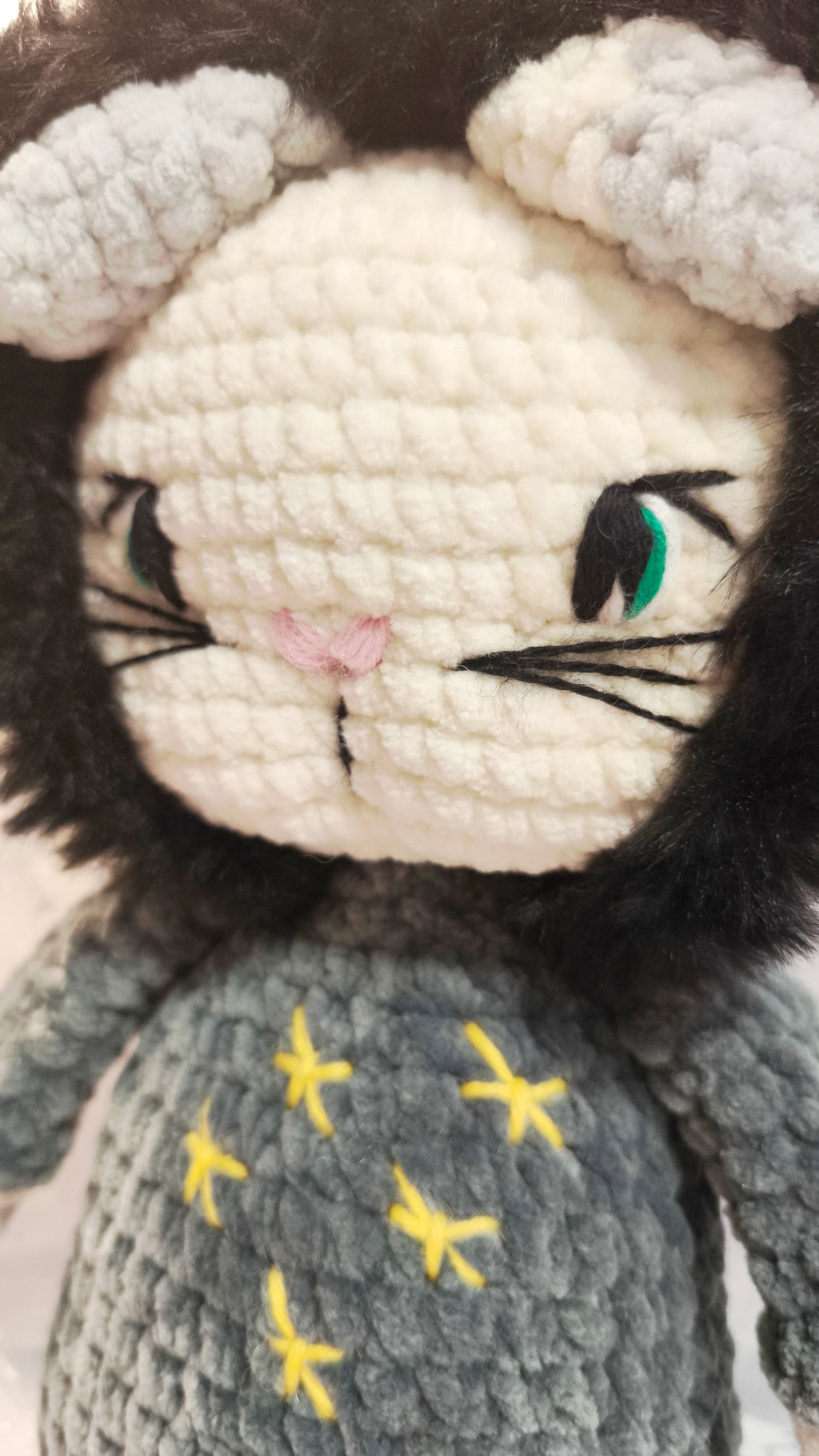 🐱 Onesie Cat „Odrán“ aus der Winter Moon and Stars Collection in Dunkelgrau | ca 30 cm