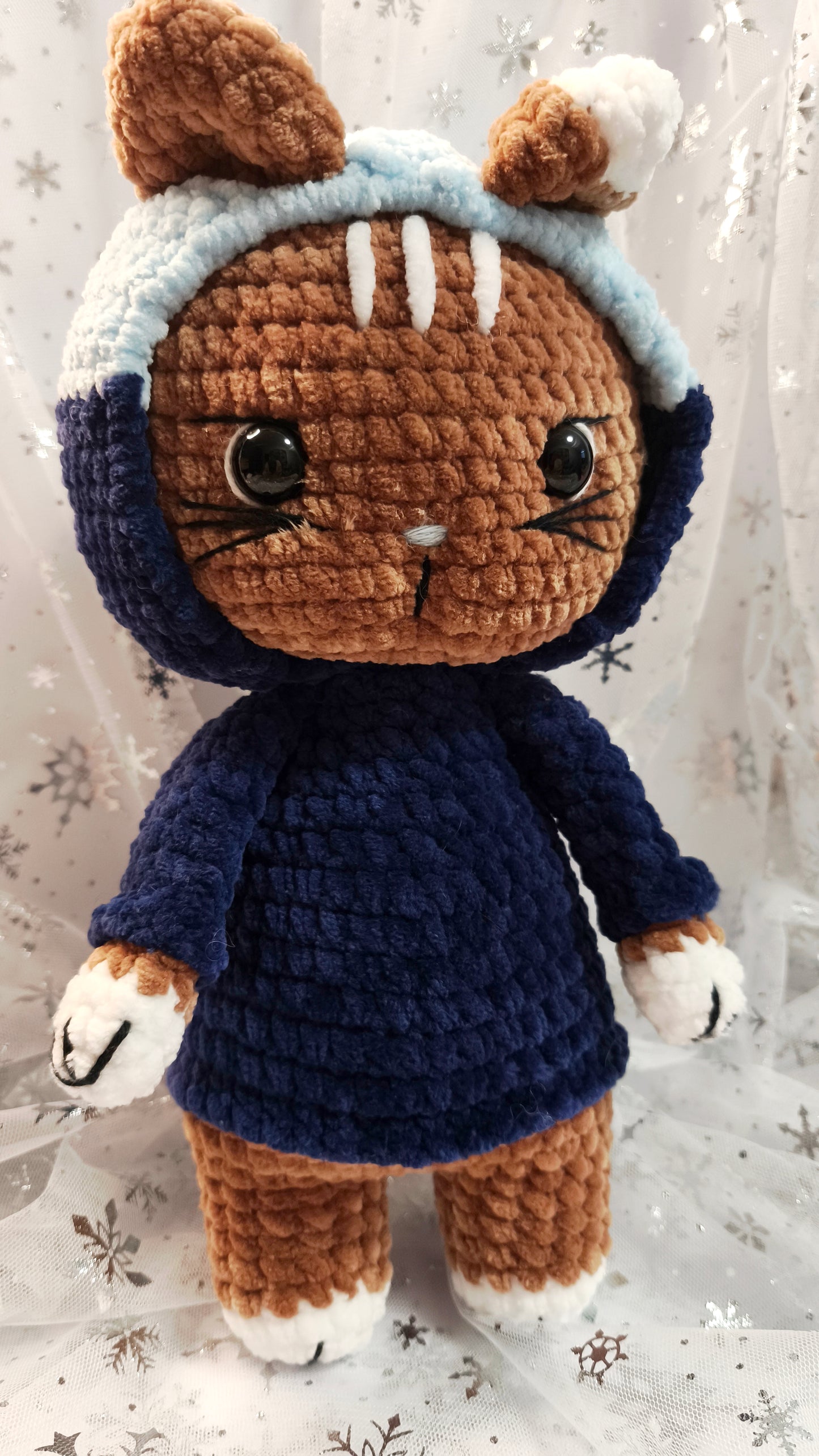 🐱 Hoodie Cat „Maeve“ BlueBerry | Lightblue | Braun (30 cm)