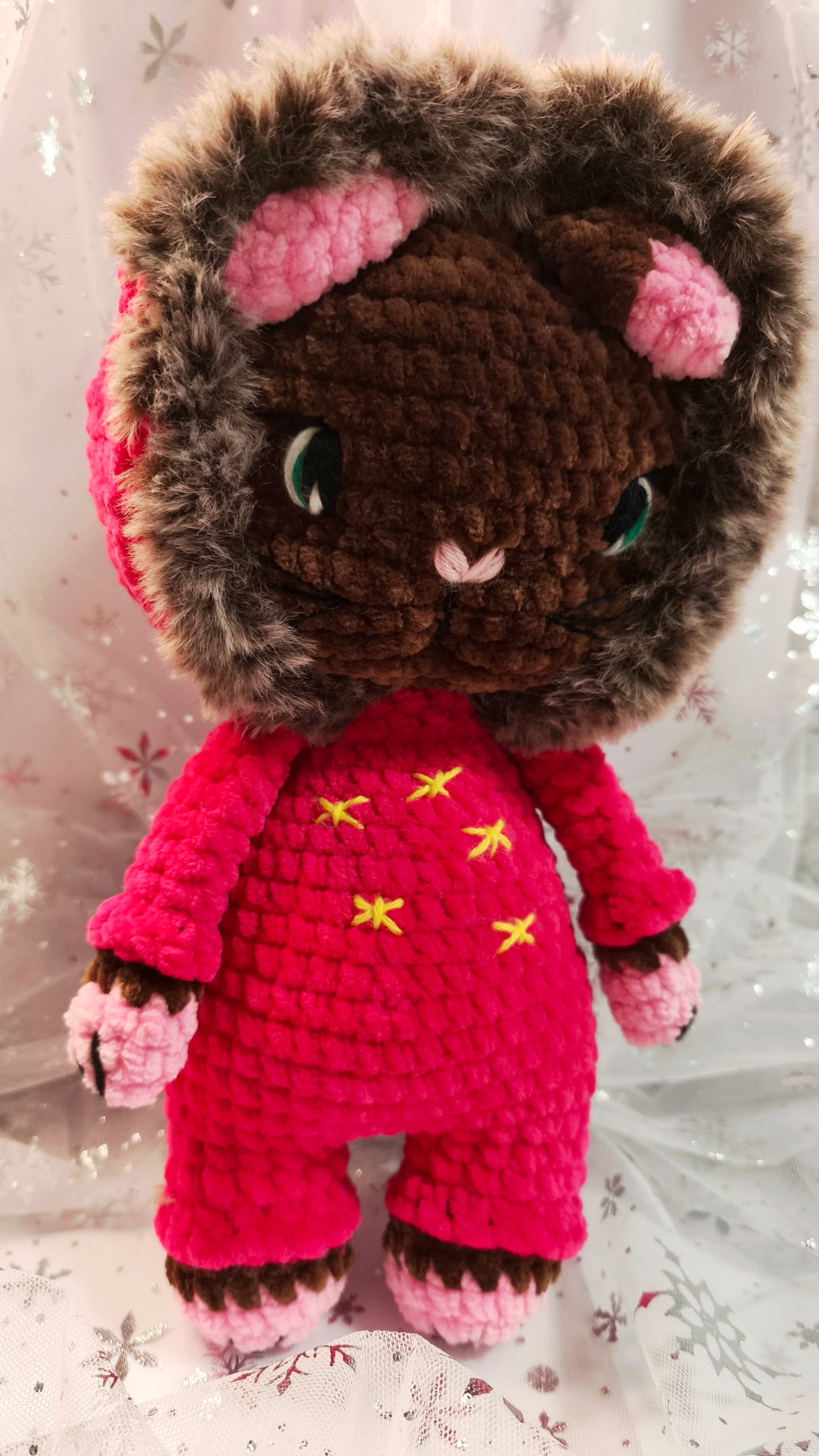 🐱 Onesie Cat „Fia“ aus der Winter Moon and Stars Collection in Pink | ca 30 cm