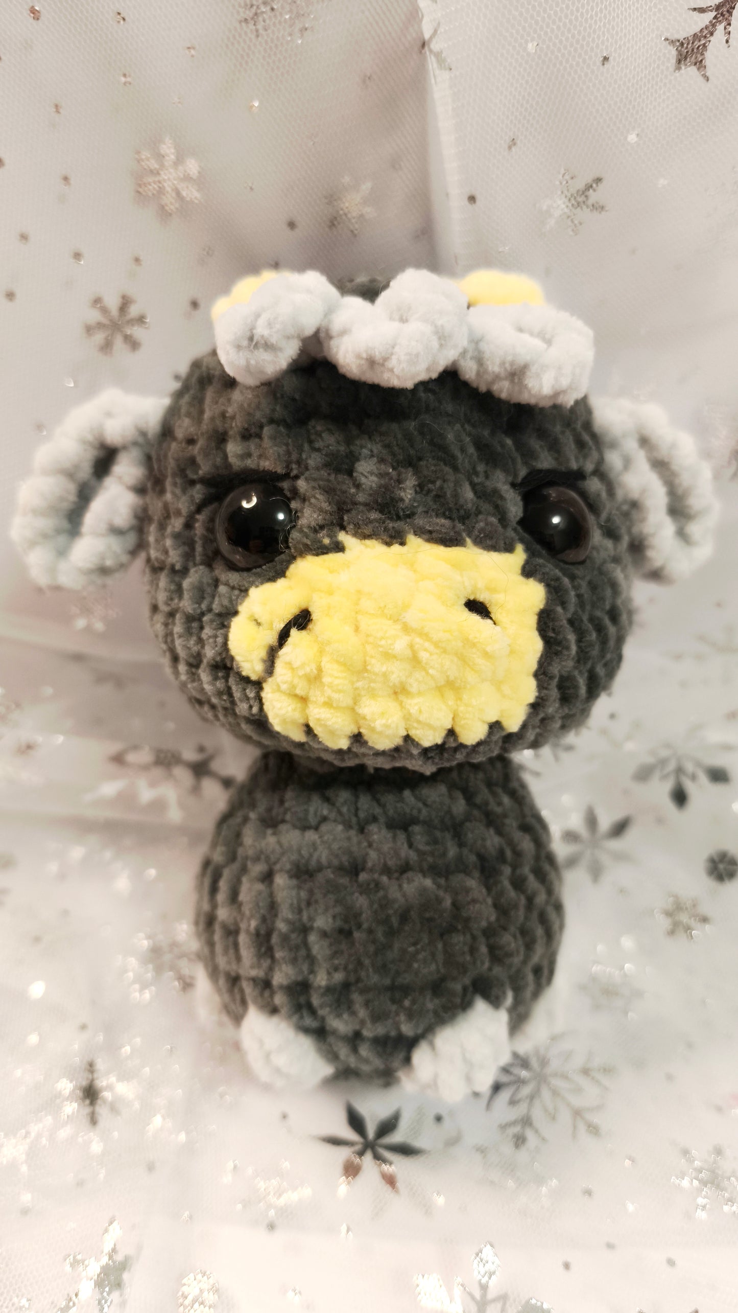 🐮❄️ Highland-Kuh „Ealga“ | Grau Gelb | Irische Winterzeit