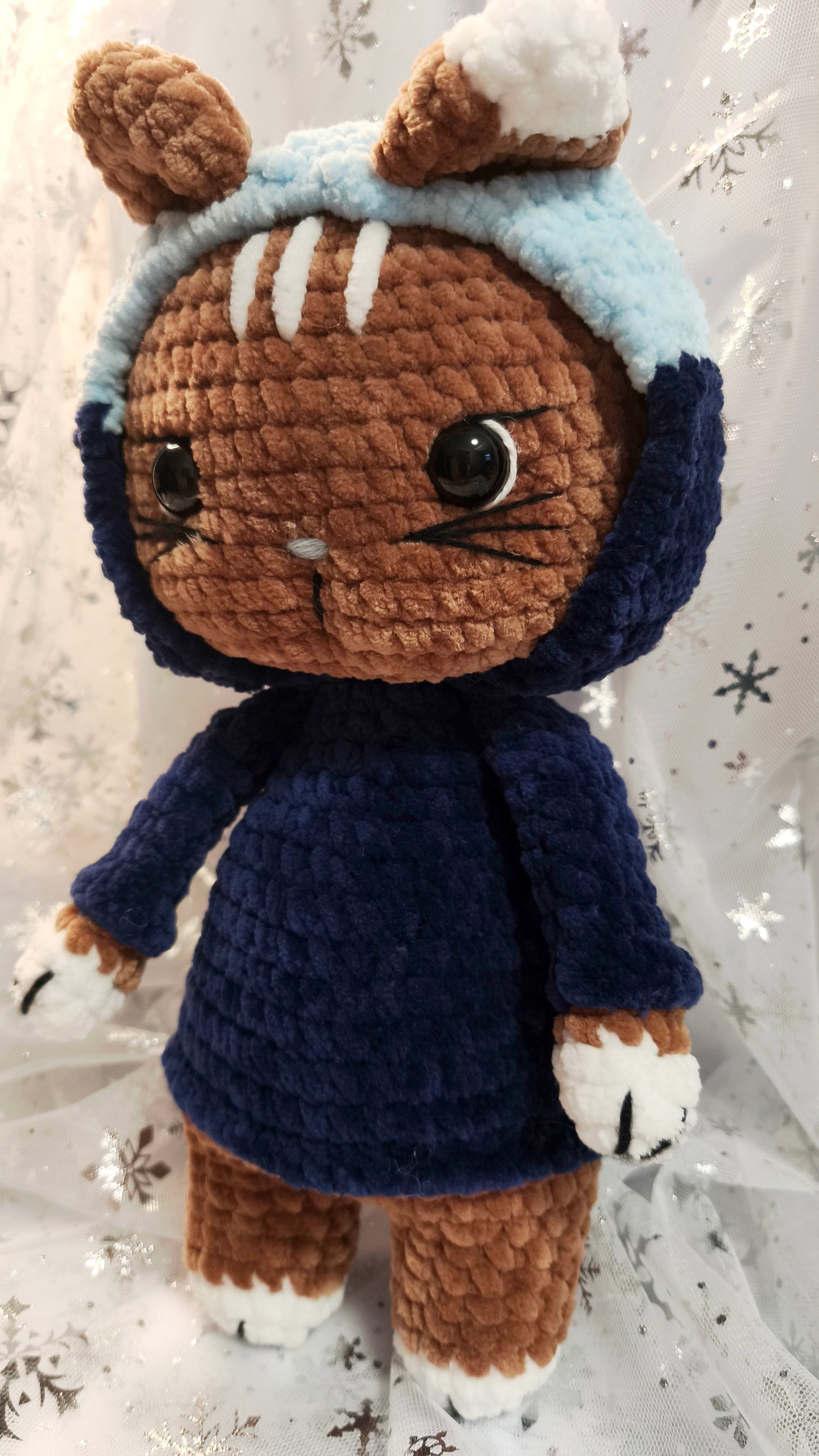 🐱 Hoodie Cat „Maeve“ BlueBerry | Lightblue | Braun (30 cm)