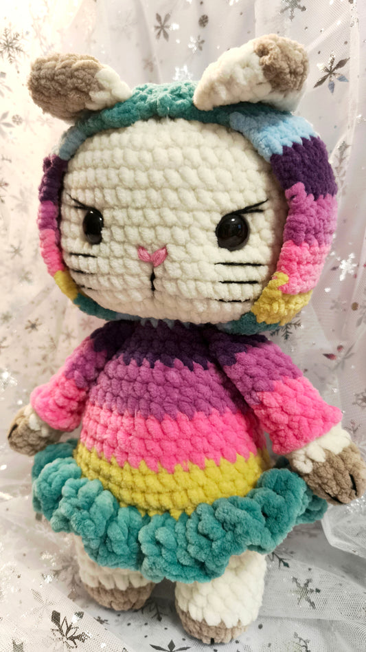 🐱 Onesie Cat „Sorcha“ Regenbogenkleidchen | Weiß (30 cm)