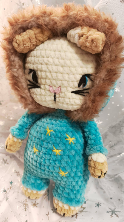 🐱 Onesie Cat „Aster“ aus der Winter Moon and Stars Collection in Winterblau | ca 30 cm