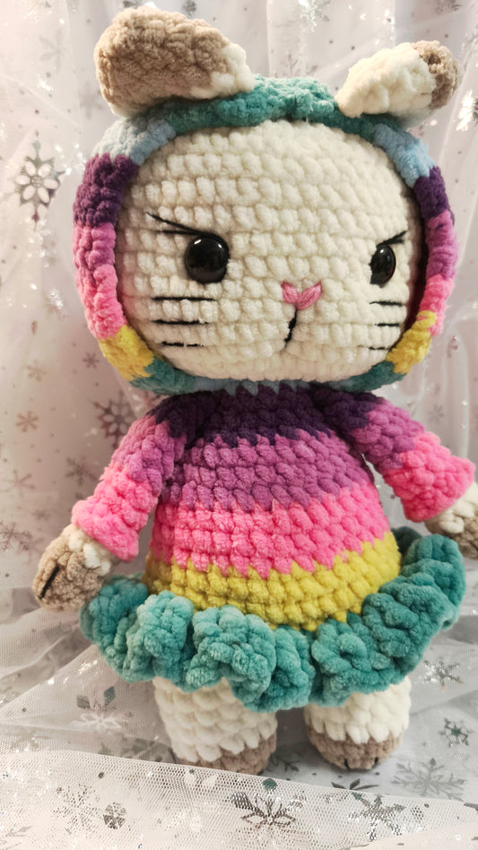 🐱 Onesie Cat „Sorcha“ Regenbogenkleidchen | Weiß (30 cm)